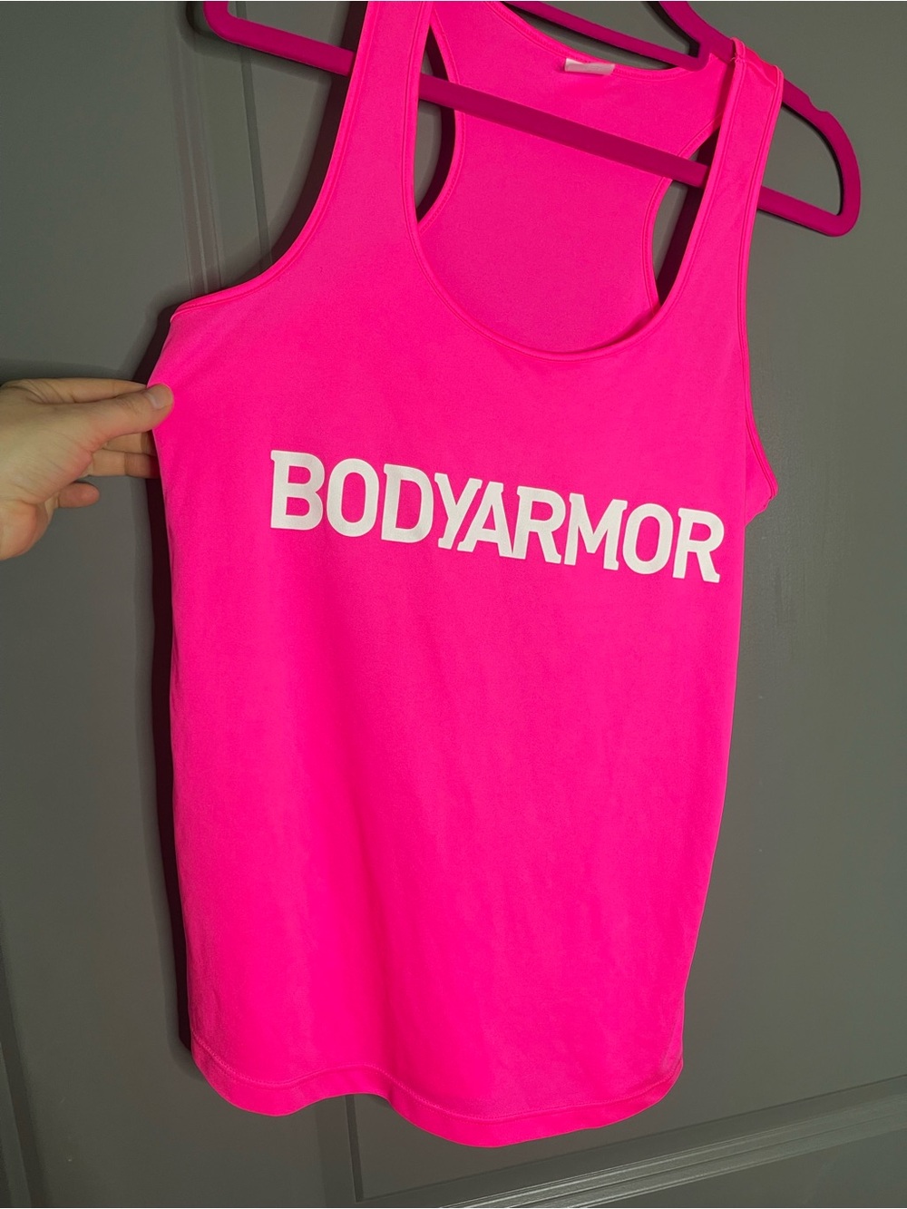 Sport-Tek Neon Pink BODYARMOR Logo Racerback Tank S hot pink